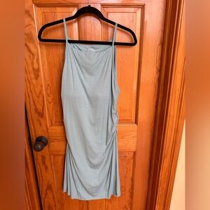 OGL Dusty Blue Ribbed tank dress with spaghetti straps NWOT built in bra
